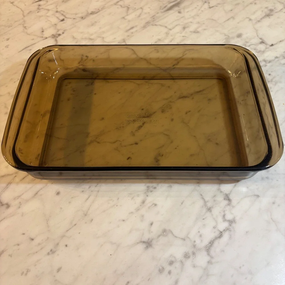 Vintage Pyrex Fireside Amber Glass Baking Dish 3L Rectangular Roaster 233-N UK